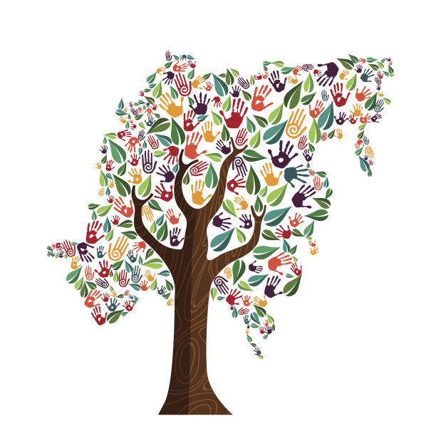 亚洲手印树象征世界帮助图片下载