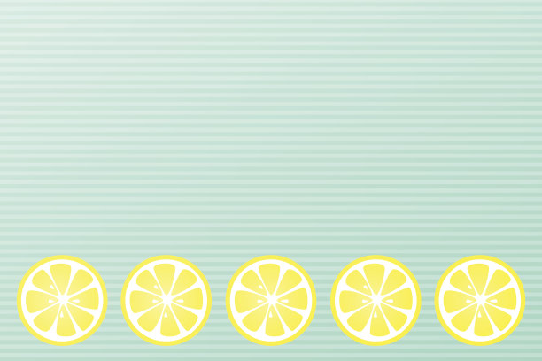 绿色背景上多汁的柠檬片。向量。图片下载