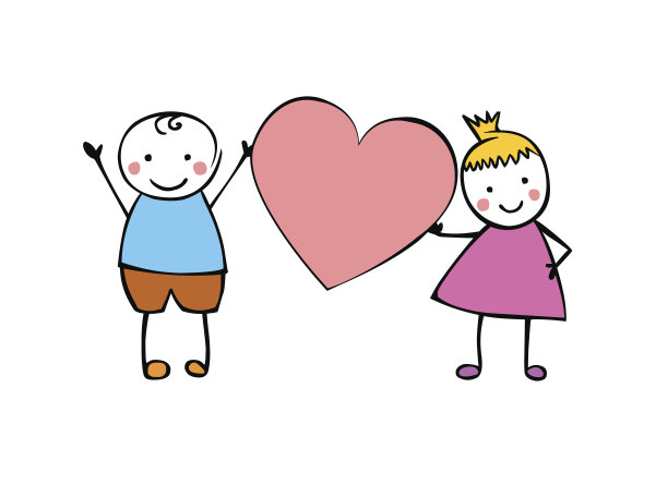 男孩和女孩(或男人和女人)用心。图片下载