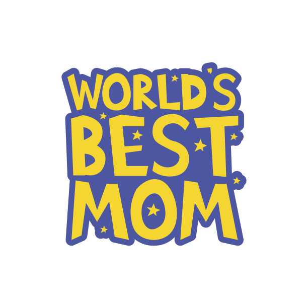 世界上最好的妈妈信件有趣的孩子风格印刷海报。矢量图图片下载