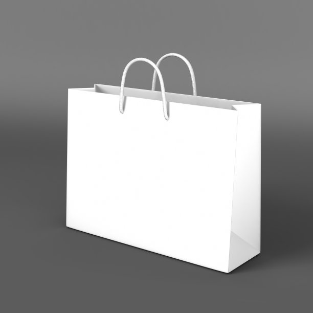 纸质购物袋孤立在灰色背景的模拟和模板设计。图片下载