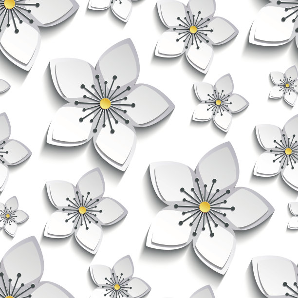 无缝背景与3d樱花图片下载