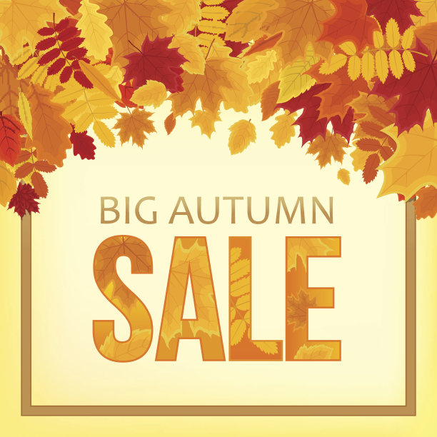 鲜艳的横幅秋季销售。图片下载