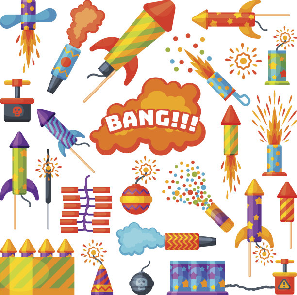 烟花烟花火箭和拍手的生日派对礼物庆祝无缝模式矢量插图背景节日图片下载