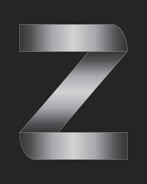 矩形弯曲金属字体，字母Z图片下载