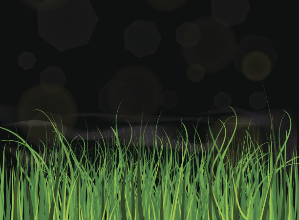 明亮多汁的绿草在黑色的背景上。图片下载