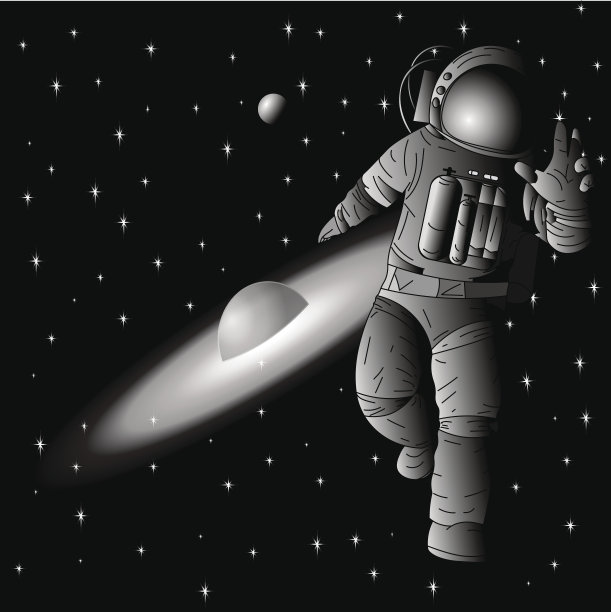 背景是外太空行星上的宇航员素材图片