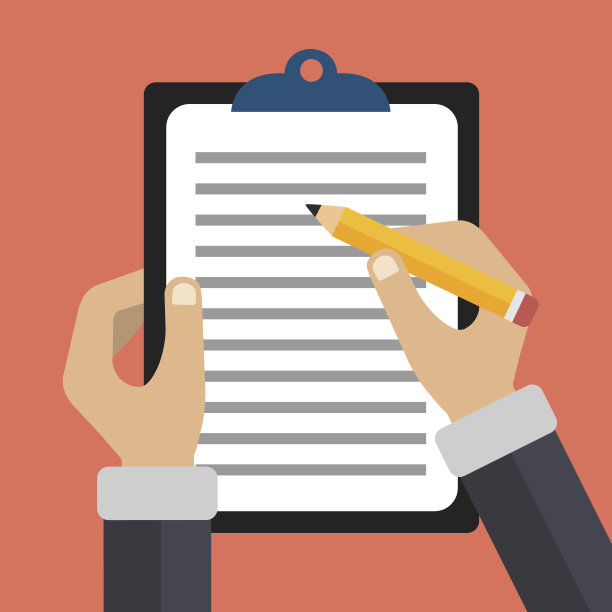 一个商人的手。签署一份合同。签署协议。平面矢量设计中的商业概念。图片下载