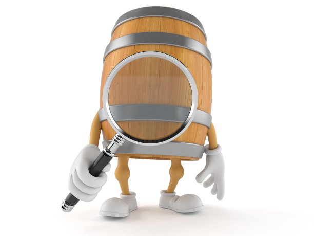 木桶人物透过放大镜看图片下载