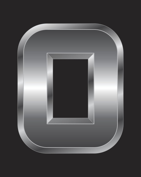 矩形斜面金属字体-字母O图片下载