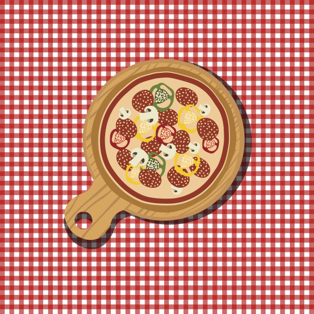 披萨放在木板上。美味新鲜的意大利快餐。平面向量插图。图片下载