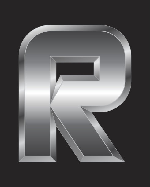 矩形斜面金属字体-字母R图片下载