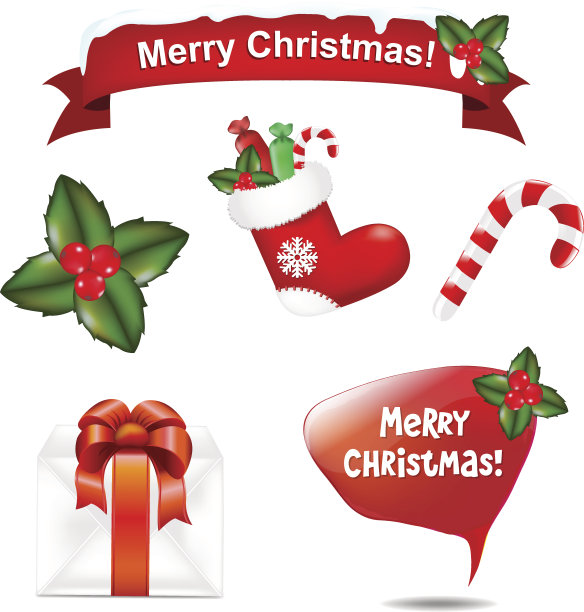 圣诞快乐，图标和演讲泡泡图片下载