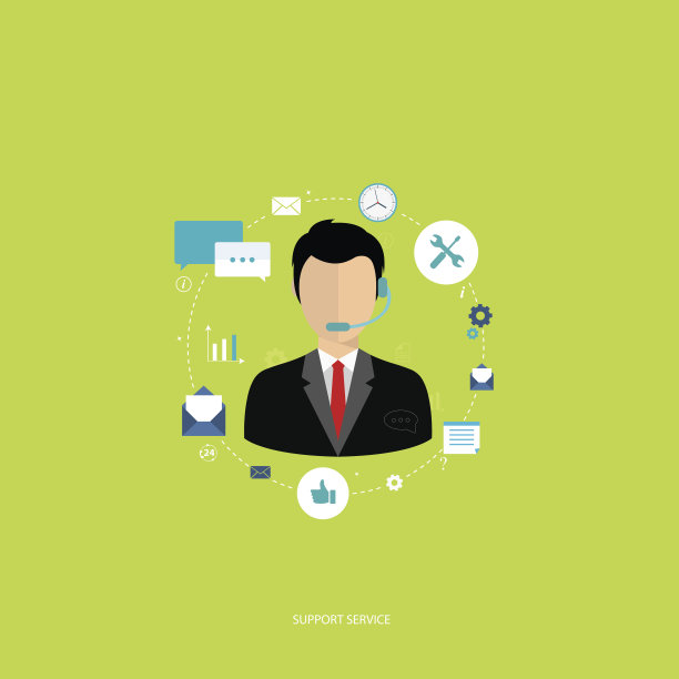 支持服务的概念。平面设计插图与图标。技术支持助理。图片下载