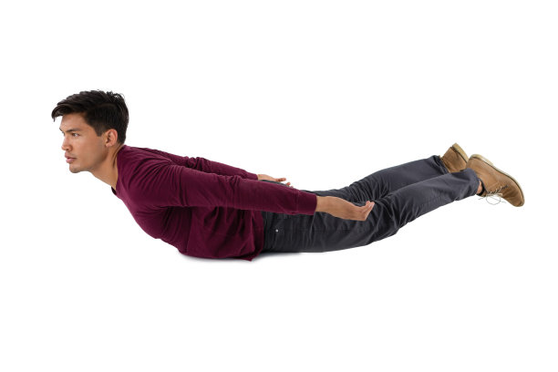 商人模仿超级英雄的侧视图图片下载