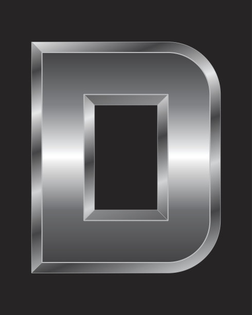 矩形斜面金属字体-字母D图片下载