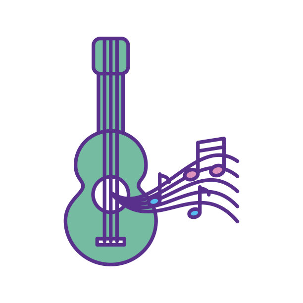 原声吉他与音乐音符图片下载