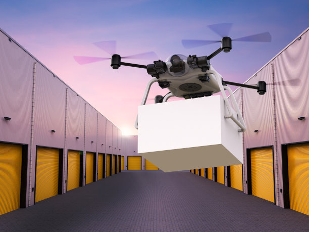 运送无人机与盒子飞行图片下载