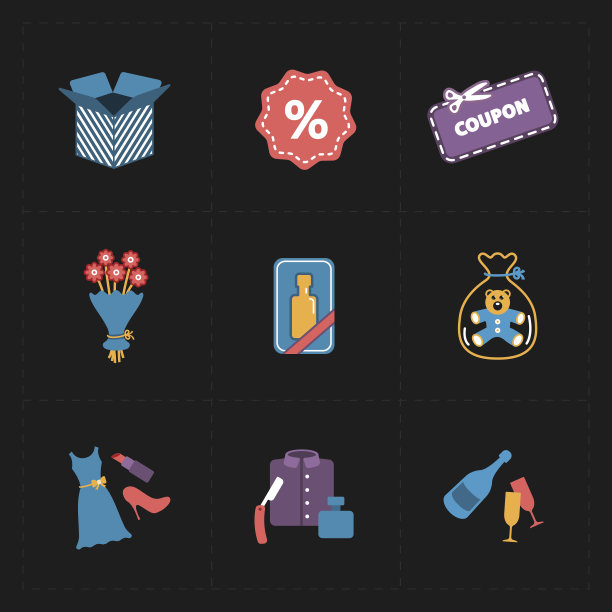 礼品平面彩色商店图标图片下载