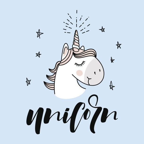 可爱的魔法独角兽头矢量设计图片下载