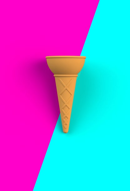 蓝色和粉色背景的甜晶圆，3D渲染图片下载