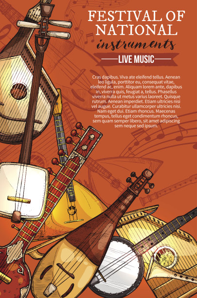 音乐节国家乐器矢量海报素材图片