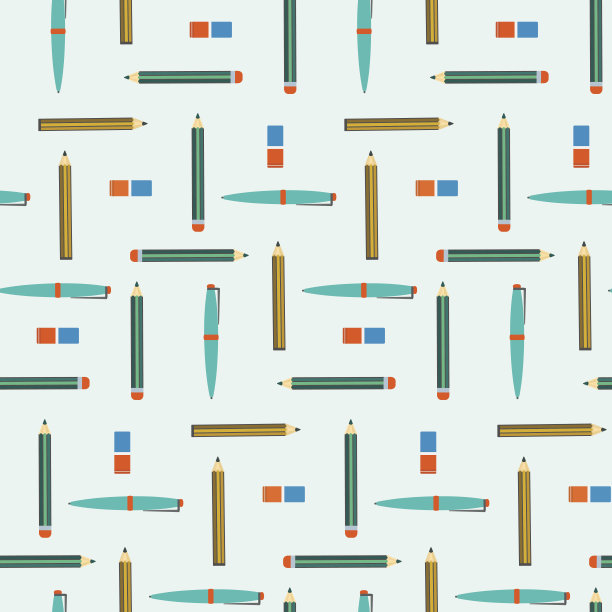 学校无缝图案用钢笔、铅笔和橡皮擦图片下载