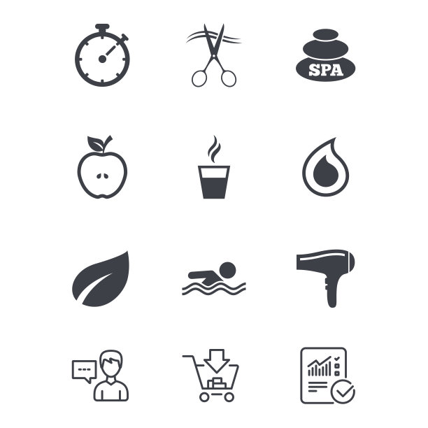 水疗、美容图标。游泳池的迹象。图片下载