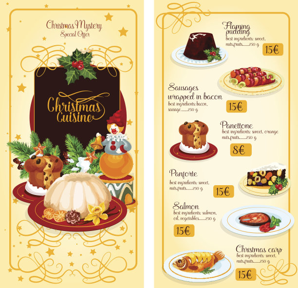 圣诞美食餐厅菜单模板设计图片下载