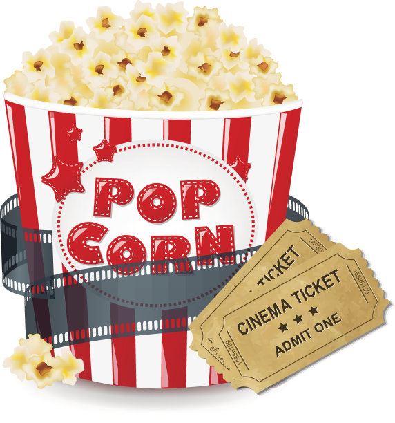 带票的纸盒爆米花电影院图片下载