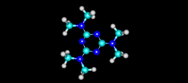 2,4,6-三斯二甲氨基-1,3,5-三嗪分子结构（黑色背景）图片下载