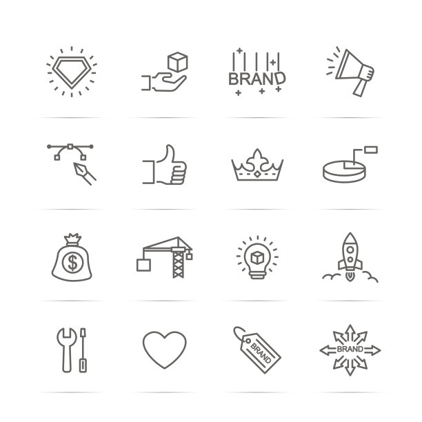 品牌建设矢量线图标图片下载