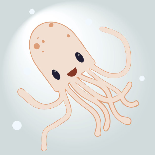 有趣可爱的卡通章鱼。人物海洋动物矢量插图。图片下载
