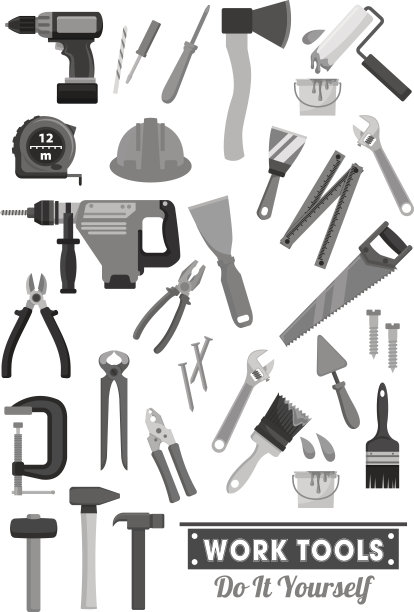 修理和建设工作工具矢量图标图片下载