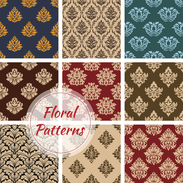 复古花卉无缝图案背景设置图片下载