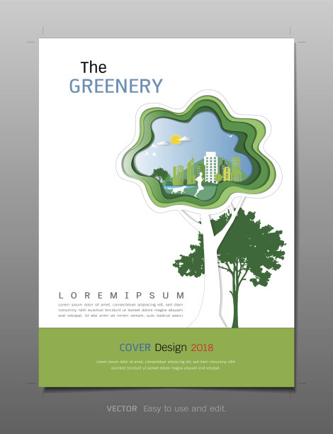 封面设计模板，绿色能源和节约环境概念的灵感，使用在小册子，年度报告，传单-传单，杂志，海报，企业演示，组合，横幅，网站。图片下载