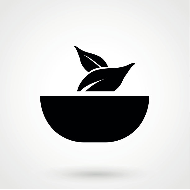 素食的象征。叶子在一个盘子图标向量图片下载