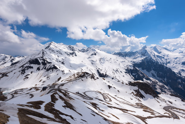 戏剧性和如画的早晨场景。地理位置著名的度假胜地大格洛克纳高山公路，奥地利。欧洲。艺术照片。美丽的世界。冬季自然背景。图片下载