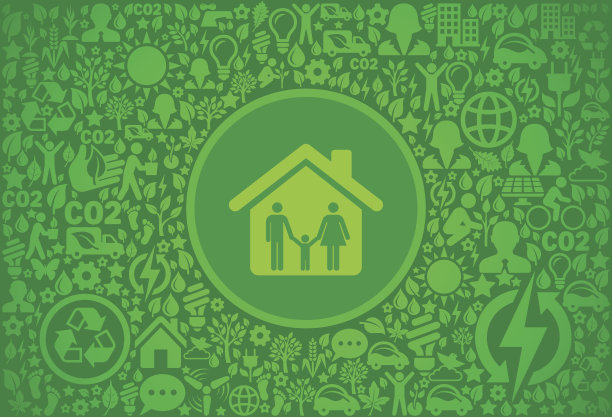 家庭和家庭环境绿色矢量图标模式图片下载