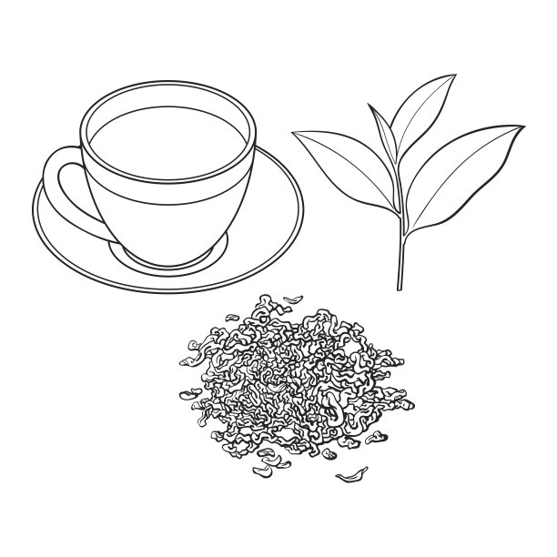 绿茶杯，鲜叶和干叶图片下载