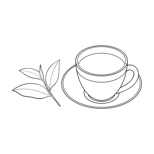 玻璃杯，茶碟和新鲜茶叶素材图片