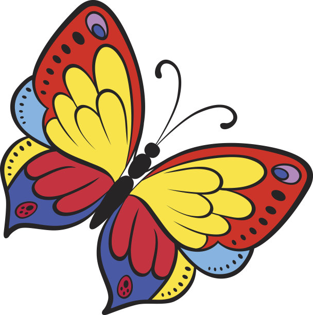 波普艺术风格的蝴蝶贴纸图片下载