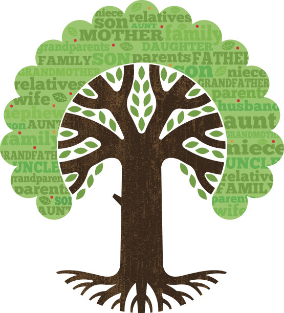 简单的家庭树矢量插图图片下载