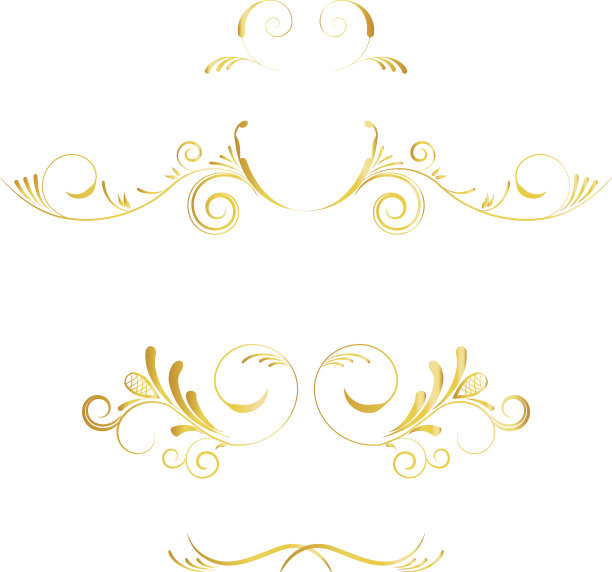 白色背景上的页面装饰金色元素。矢量元素为婚礼，母亲节，生日卡，请柬。图片下载