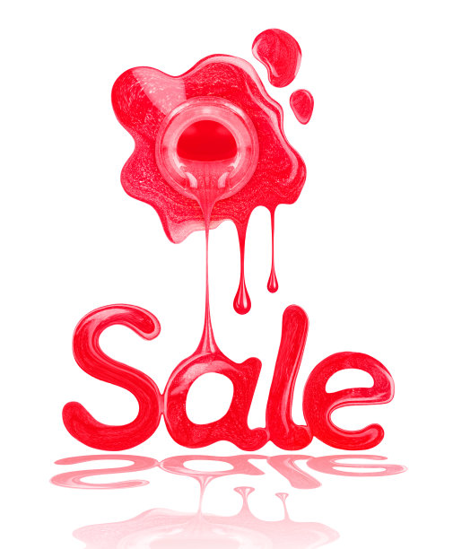 碑文销售由流动和滴指甲油，孤立在白色背景图片下载