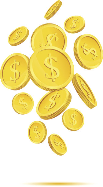 落下的硬币孤立在白色。矢量插图。图片下载