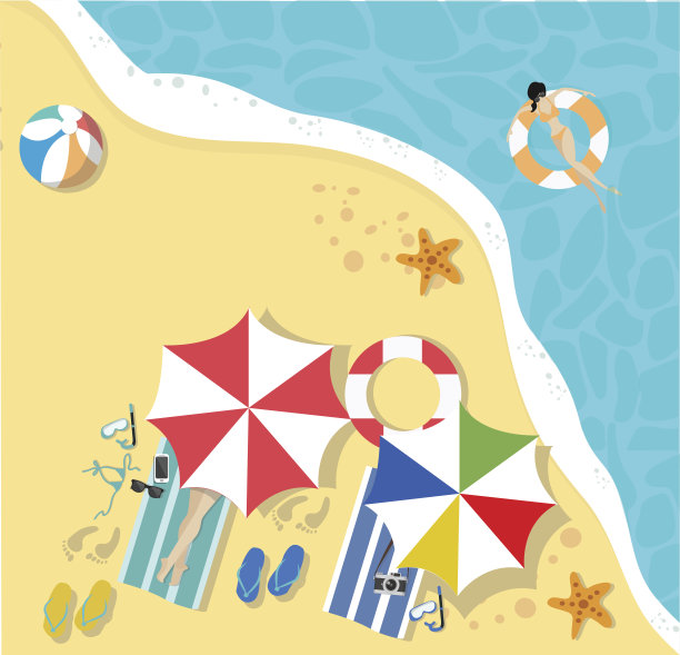 海滩在一个俯视图背景图片下载