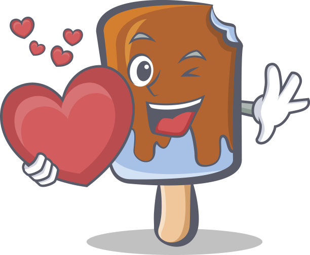 冰淇淋人物卡通与心矢量插图图片下载