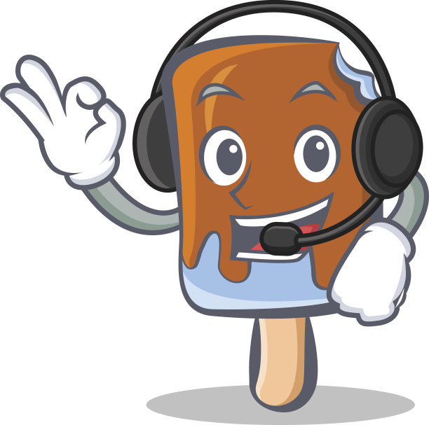 好的，带耳机矢量艺术的冰淇淋卡通人物图片下载