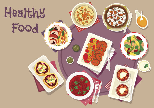 晚餐菜肴与干果图标素材图片